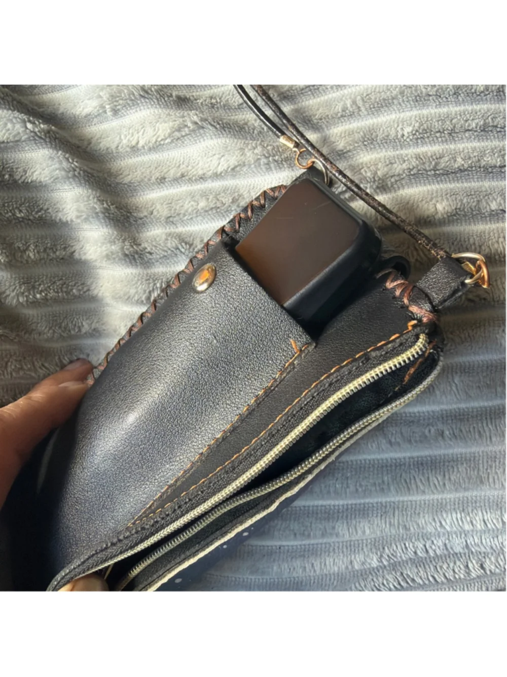 Vinyl, smart phone crossbody clutch handmade ￼